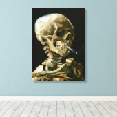 Gogh Head of a Skeleton met een Burning Cigarette Canvas Afdruk (Insitu (Houten vloer))