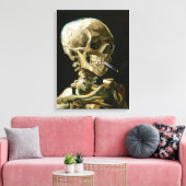 Gogh Head of a Skeleton met een Burning Cigarette Canvas Afdruk (Insitu (Woonkamer))