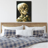 Gogh Head of a Skeleton met een Burning Cigarette Canvas Afdruk (Insitu (Slaapkamer))