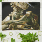 Gogh Head of a Skeleton met een Burning Cigarette Theedoek (Gevouwen)