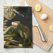 Gogh Head of a Skeleton met een Burning Cigarette Theedoek (Quarter Fold)