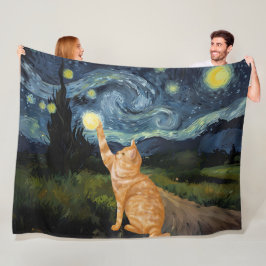 Gogh Kat Sterrennacht Fleece Deken