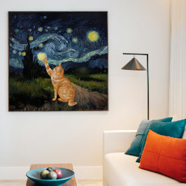 Gogh Kat Sterrennacht Poster