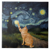 Gogh Kat Sterrennacht Tegeltje (Voorkant)