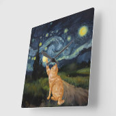 Gogh Kat Sterrennacht Vierkante Klok (Hoek)