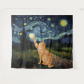Gogh Kat Sterrennacht Wandkleed (Voorkant (horizontaal))