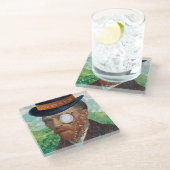 Gogh met het Flow Glass Onderzetter Glazen Onderzetter (Schuin)