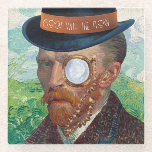Gogh met het Flow Glass Onderzetter Glazen Onderzetter (Voorkant)