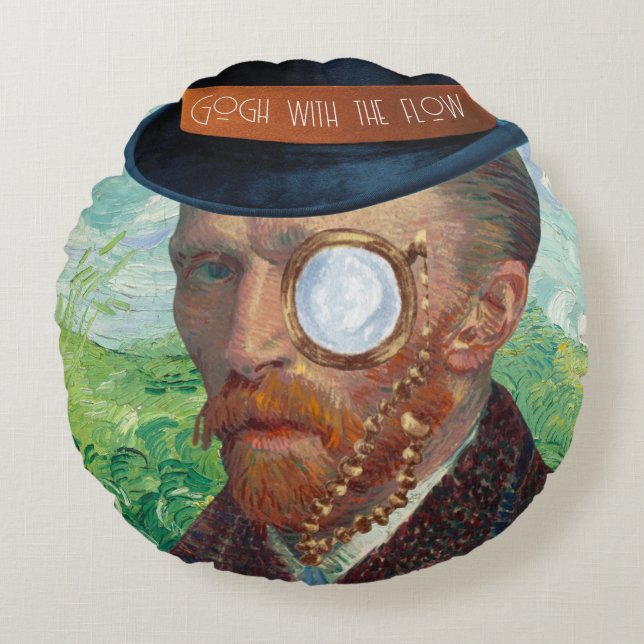Gogh met het Flow Round Sierkussen Rond Kussen (Voorkant)