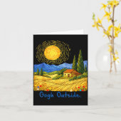 Gogh Outside Nature Lover Graphic Tee Funny Art Pu Kaart (Gele Bloem)