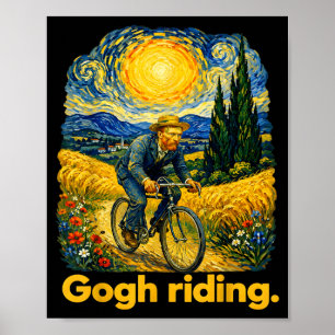 Gogh Ridder Grappig Fietsen Nacht Lucht Kunstenaar Poster