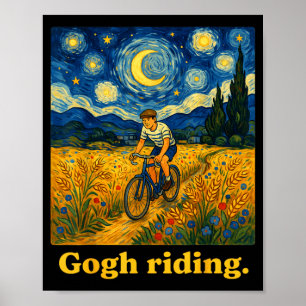 Gogh Ridder Grappig Fietsen Nachtelijke Lucht Kuns Poster