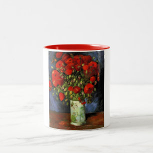 Gogh Rode Klaprozen Bloemen Lente Liefde Vrede Bes Tweekleurige Koffiemok