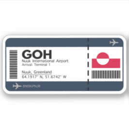 GOH Nuuk, Greenland Airport Boarding Pass Sticker