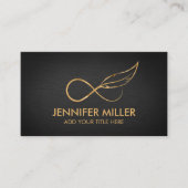 GoIden Infinity Symbol Feather - Line Art Business Visitekaartje (Voorkant)