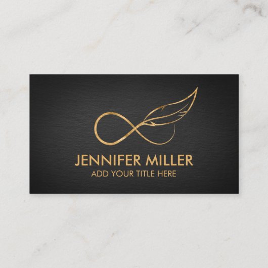 GoIden Infinity Symbol Feather - Line Art Business Visitekaartje (Voorkant)