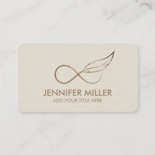 GoIden Infinity Symbol Feather - Line Art Visitekaartje (Voorkant)