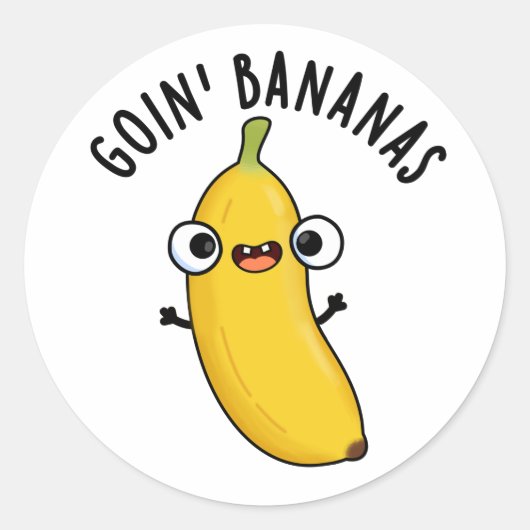 Goin Bananas Funny Fruit Pun Ronde Sticker (Voorkant)