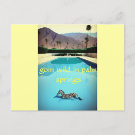 Goin Wild in Palm Springs Zebra Retro  zwembad Briefkaart