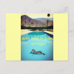 Goin Wild in Palm Springs Zebra Retro  zwembad Briefkaart