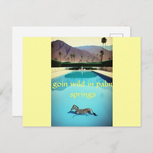 Goin Wild in Palm Springs Zebra Retro  zwembad Briefkaart (Voorkant / Achterkant)