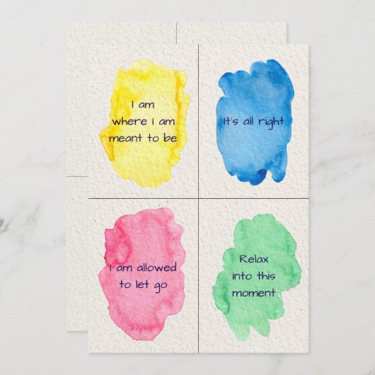 Going Algemene Waterverf Affirmatie Set Kaarten (Voorkant / Achterkant)