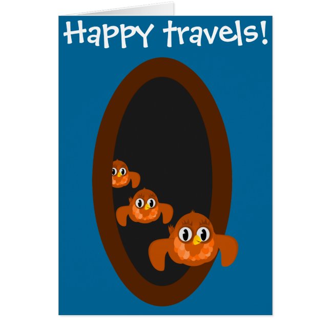 Going away kaart HAPPY TRAVELS blauw (Voorkant)