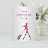 Going Away Party Event Meisje met Bagage Kaart (Staand voorkant)