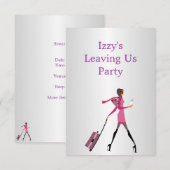 Going Away Party Event Meisje met Bagage Kaart (Voorkant / Achterkant)