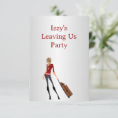 Going Away Party Event Meisje met Bagage Kaart (Staand voorkant)
