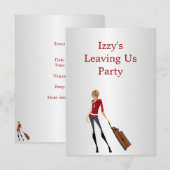 Going Away Party Event Meisje met Bagage Kaart (Voorkant / Achterkant)