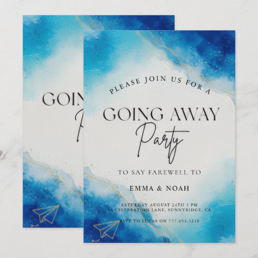 Going Away Party Invitation Printable Template Kaart (Voorkant / Achterkant)