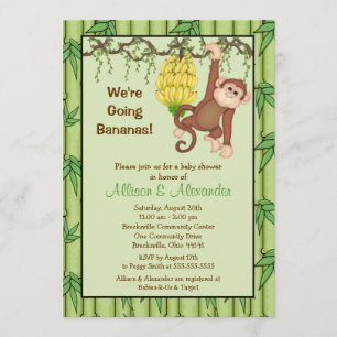 Going Bananas Monkey Oerwoud Safari Baby shower Kaart