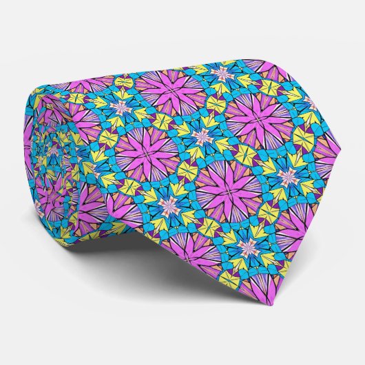 Going Bold Vibrant Geometric Kaleidoscope Stropdas (Opgerold)