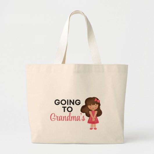Going to Grandma’s Tote – Brunette Granddaughter Grote Tote Bag (Voorkant)