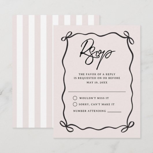 Going to the Chapel Coquette Bow Wedding RSVP Kaartje (Voorkant / Achterkant)