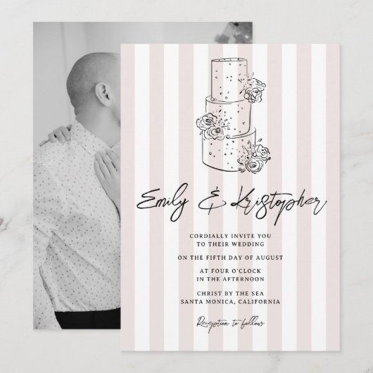 Going to the Chapel Stripe Wedding Photo Kaart (Voorkant / Achterkant)