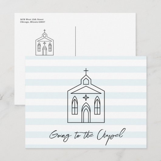 Going to the Chapel Wedding Blue Save the Date Briefkaart (Voorkant / Achterkant)