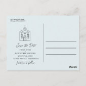 Going to the Chapel Wedding Blue Save the Date Briefkaart (Achterkant)