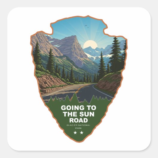 Going To The Sun Road Glacier NP Arrowhead Vierkante Sticker (Voorkant)