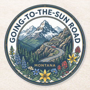 Going-to-the-Sun Road Montana Ronde Kartonnen Onderzetter