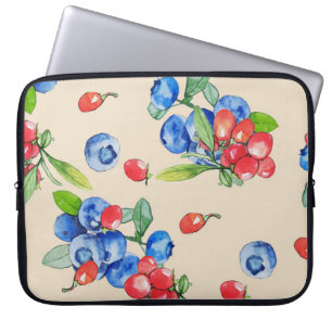 Goji, bosbes: waterverf illustratiepatroon. laptop sleeve