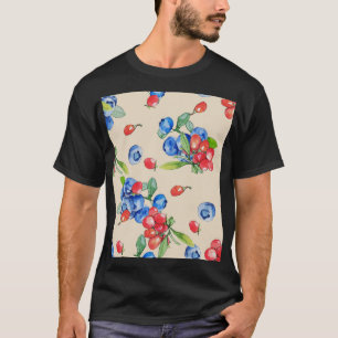 Goji, bosbes: waterverf illustratiepatroon. t-shirt