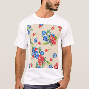 Goji, bosbes: waterverf illustratiepatroon. t-shirt