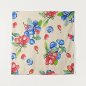 Goji, bosbes: waterverf illustratiepatroon. wandkleed (Voorkant (horizontaal))