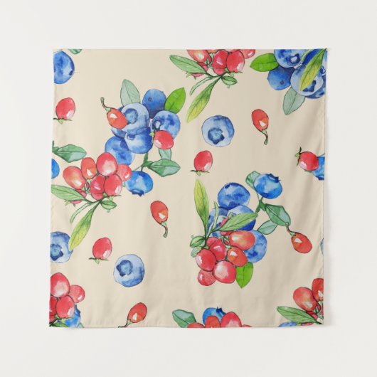 Goji, bosbes: waterverf illustratiepatroon. wandkleed (Voorkant (horizontaal))