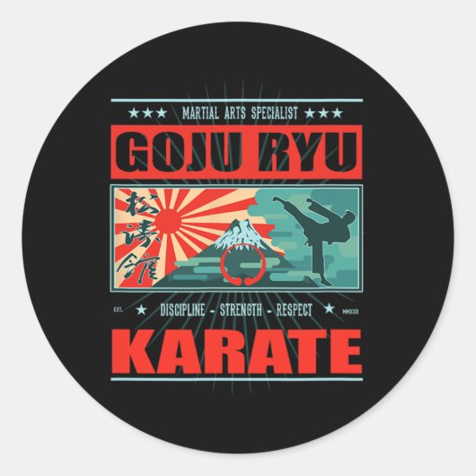 Goju Ryu Karate Kanji Ronde Sticker (Voorkant)