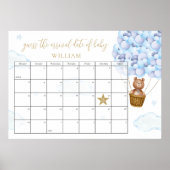 Gok de uitgerekende datum Teddybeer Blauwe baby sh Poster (Voorkant)