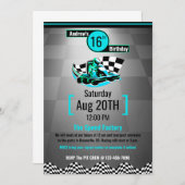 GoKart Party-uitnodiging - Blue Speed Racer Kaart (Voorkant / Achterkant)