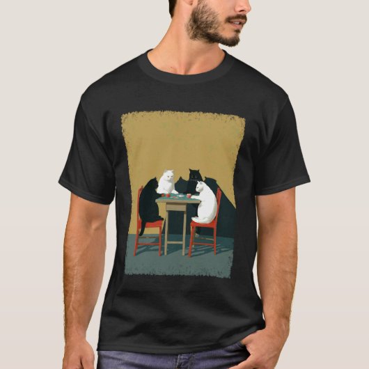 Gokkatten die Poker spelen T-shirt (Voorkant)